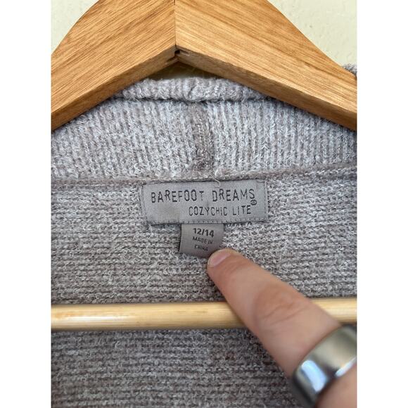 NEW Barefoot Dream CozyChic Lite Girl's Calypso Cardigan Wrap Sweater 12/14 Gray - Picture 5 of 7